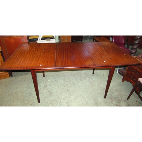 1994 - A Richard Hornby Afromosia pullout extending dining table,the top with moulded outline and curved en... 