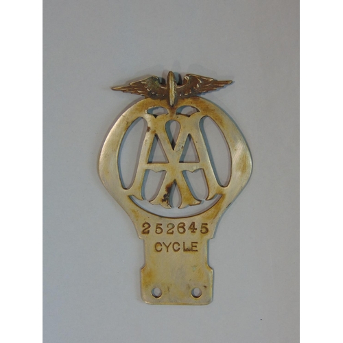 1164 - Vintage AA pre-war motorcycle/cycle badge