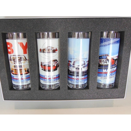 776 - Cased set of four Porsche Martini glasses c.1990, within a Porsche display box