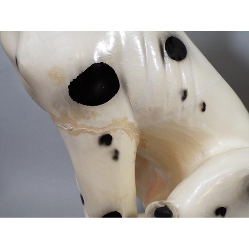 3 - Two very similar ceramic models of seated dalmatians, 45 cm in height