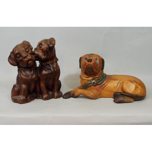 34 - Five carved timber models of dogs, 19 cm and smaller