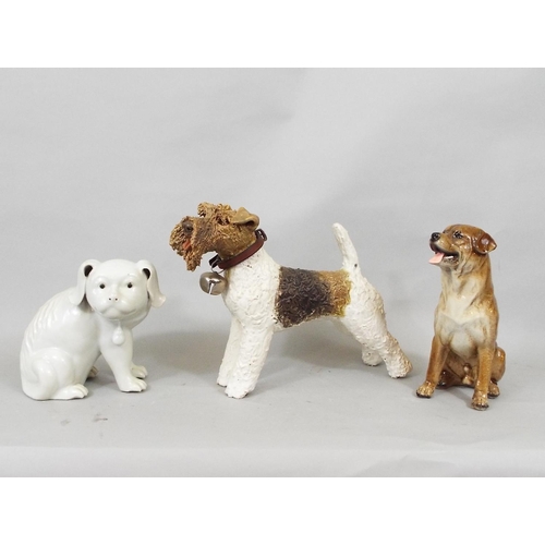 66 - A Sylvac model of a Bulldog, further ceramic figures to include a Scots Terrier, etc (7)