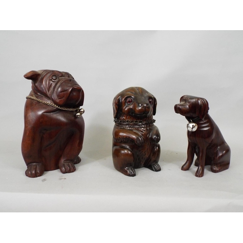 68 - Nine various carved timber figures of dogs, mainly Bulldogs, 23cm max