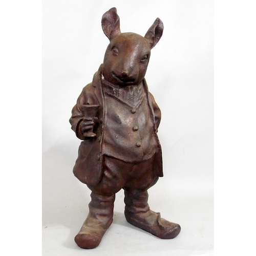 99 - A large cast iron model of a rat dressed in waistcoat, trousers and boots, 44cm high