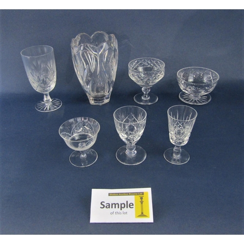 1155 - Large collection of cut glassware mainly comprising sherry and other glasses; together with a furthe... 