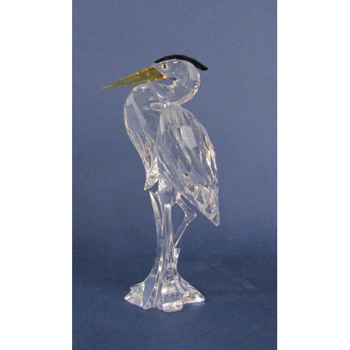 1159 - Swarovski crystal figurine of a silver heron by Adi Stocker, ref 221627, boxed