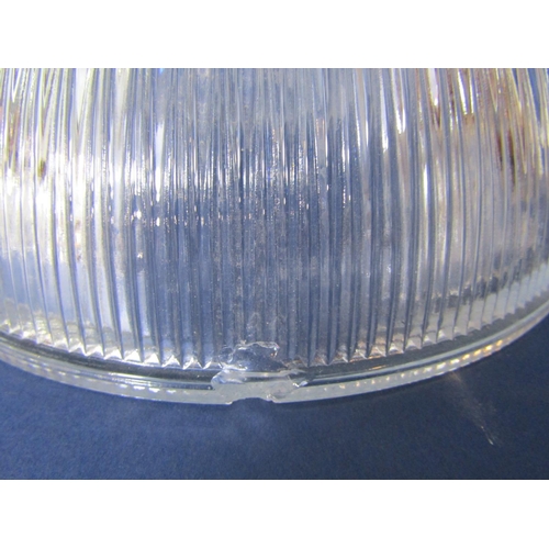 1171 - Pair of Art Deco fluted glass pendant light shades, 21.5 cm diameter (one with chip in rim) together... 