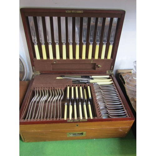 1190 - A good mahogany cased canteen of old English flatware for 12