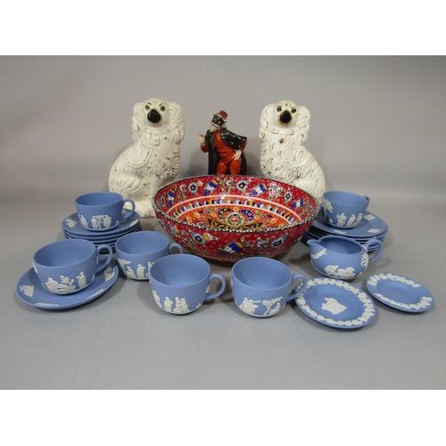 1062 - A collection of ceramics including a pair of Beswick spaniels in the 19th century Staffordshire styl... 