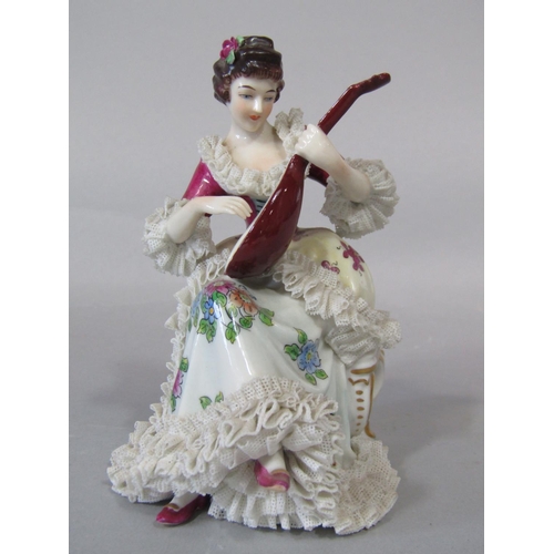 1084 - Two Royal Doulton figures of Cynthia HN1686 and Valerie HN2107, three continental figures of 18th ce... 