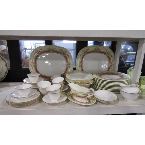 1114 - A collection of Cauldon China dinnerwares comprising a pair of oval meat plates, sauce boat and stan... 