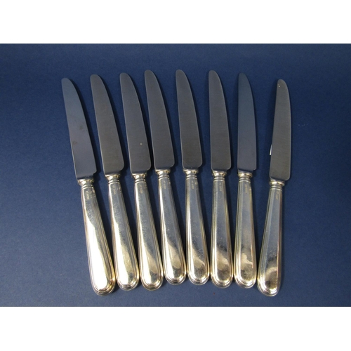 1214 - Set of eight silver handled table knives maker SL, Sheffield, 1980, each 24 cm long