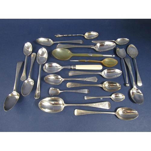 1288 - A large collection of various antique silver teaspoons, to include engine turned and bright-cut exam... 