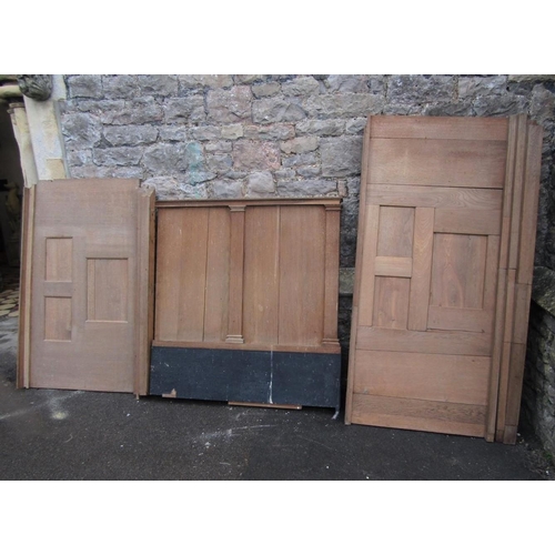 2135 - Two sections of reclaimed 19th century low interior architectural room panelling/low open shelves wi... 