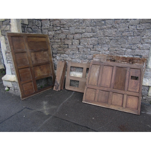 2135 - Two sections of reclaimed 19th century low interior architectural room panelling/low open shelves wi... 