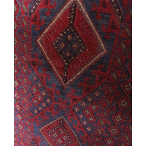 1796 - Mashwari runner with repeating medallion decoration in red and blue, 240 x 60cm