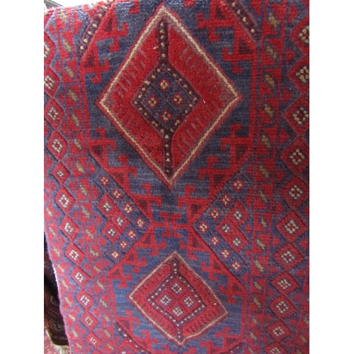 1796 - Mashwari runner with repeating medallion decoration in red and blue, 240 x 60cm