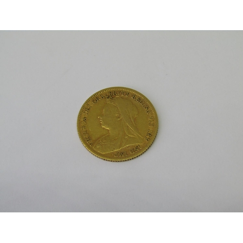 1340 - Half sovereign dated 1900, together with a 14ct 1933 Double Eagle Replica coin - 0.5g (2)