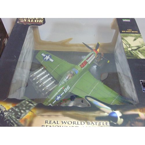 2 Unimax Forces of Valour boxed model aircraft, die-cast, 1:32 scale; UK Spitfire  MK IX No 132 Wing