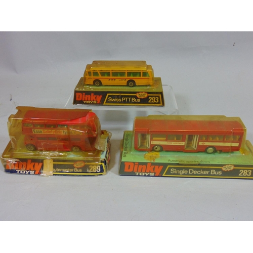 72 - 10 boxed Dinky toy buses including 3 Silver Jubilee bus 297, Leyland Atlantean buses nos 292 and 293... 