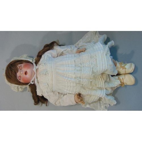 38 - C1919 Bisque head baby doll by Bahr & Pröschild with composition body, bent limbs, closing blue eyes... 