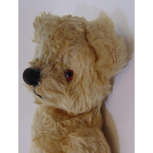 63 - 1930's small teddy bear by Chad Valley with soft plus fur, stitched nose and mouth, glass eyes, join... 