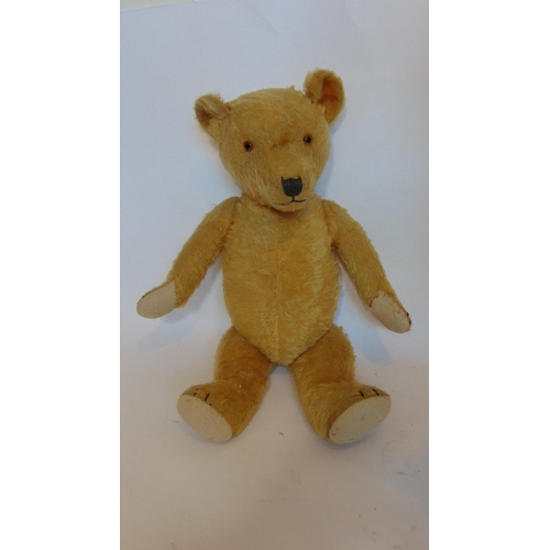 71 - 3 vintage teddy bears, probably by Chiltern, all with golden fur, stitched nose, mouth and claws, lo... 