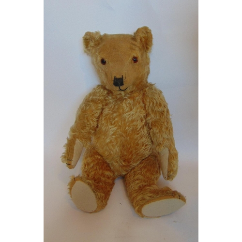 71 - 3 vintage teddy bears, probably by Chiltern, all with golden fur, stitched nose, mouth and claws, lo... 