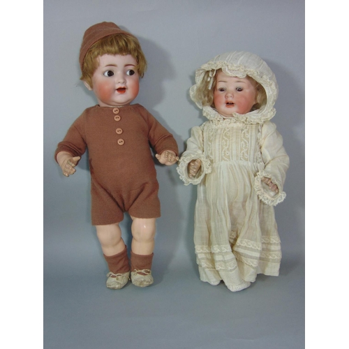 100 - 2 early 20th century German bisque head dolls with 5 piece composition bodies including Kammer & Rhe... 