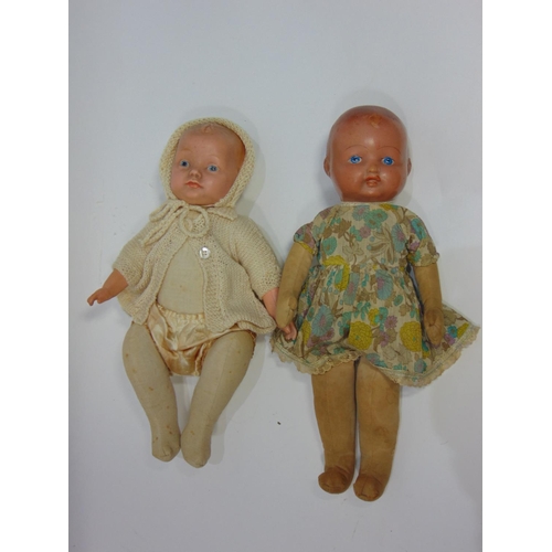 108 - 9 small 20th century dolls including 1960's Goebel/ Hummel puppee girl, probably rubber, height 28cm... 