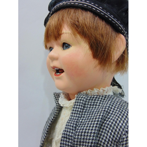 99 - 1920's bisque socket head doll by Seyfarth & Reinhardt with  5 piece composition body, blue side gla... 