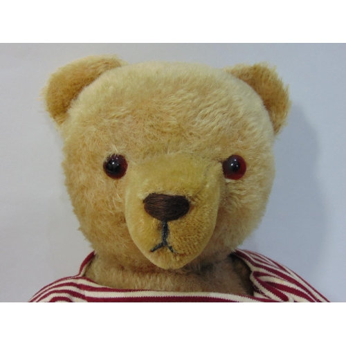 101 - 2 large vintage teddy bears both with jointed body, long tapering arms, stitched mouth, nose and cla... 