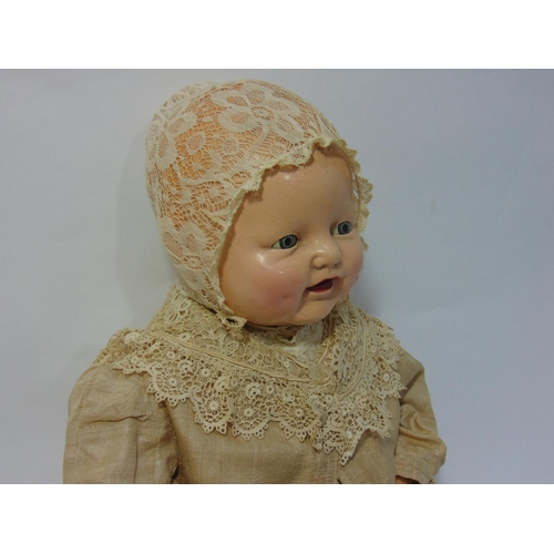 87 - American 1928 'Baby Dimples' doll by Horsman, 54cm tall, with composition head & partial composition... 