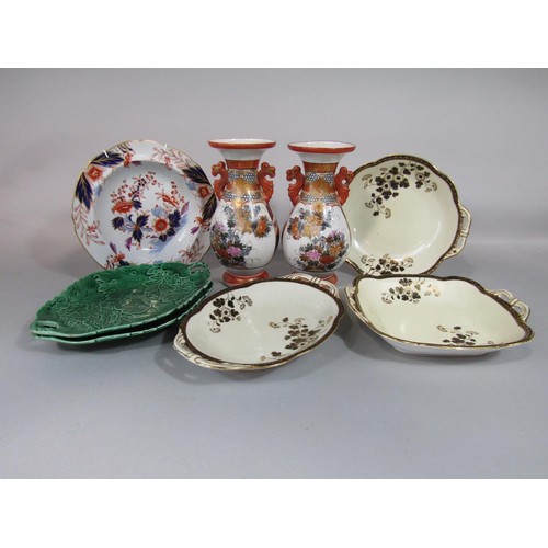 1069 - A pair of Kutani type vases and Noritake dessert wares, etc