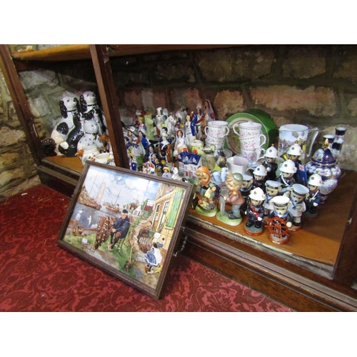 1098 - A quantity of reproduction Staffordshire figures and dogs, a pair of cats, a collection of Hamilton ... 