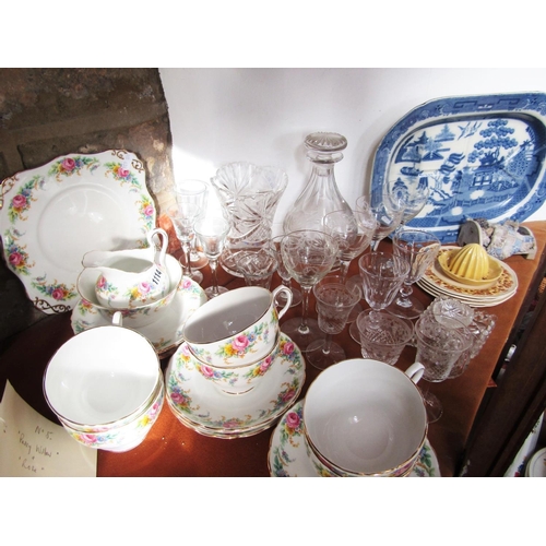 1103 - A collection of Tuscan China Garland pattern tea wares comprising cake plate, milk jug, sugar bowl, ... 