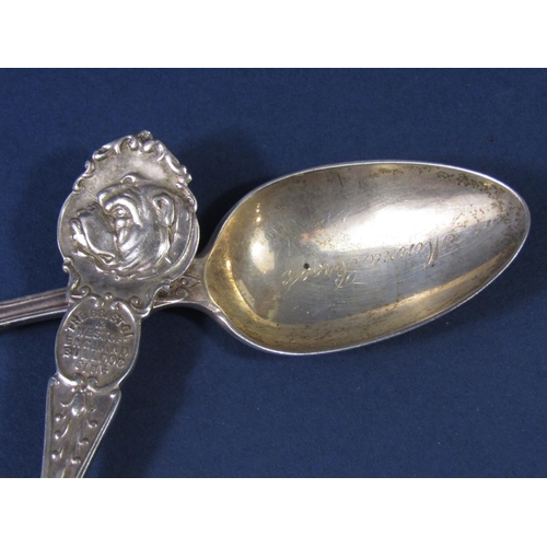 1167 - Three silver Bristol and West of England Bulldog Club dessert spoons awarded in Bristol at The Briti... 