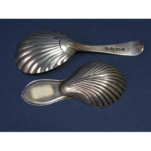 1176 - Good George III scallop shell silver caddy spoon, maker Nathaniel Smith & Co, Sheffield 1793, 7cm lo... 