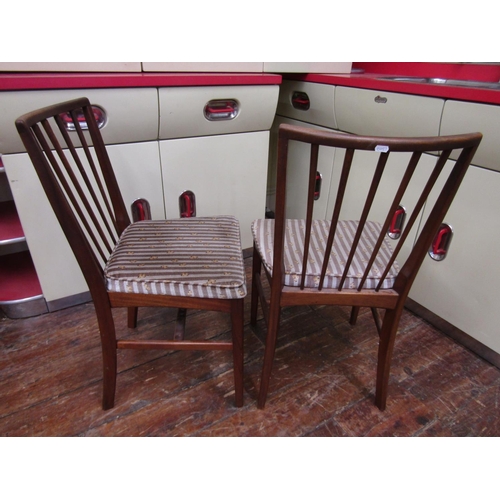 2261 - Set of four Danish type teak fan stick back chairs with stuff-over seats