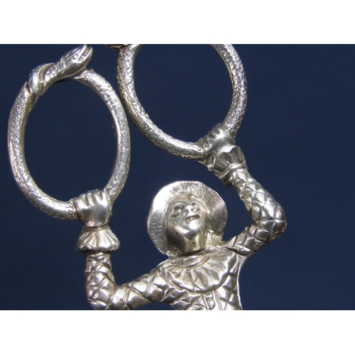 1204 - Good quality pair of Victorian cast silver sugar nips in the form of a Harlequin with scallop shell ... 