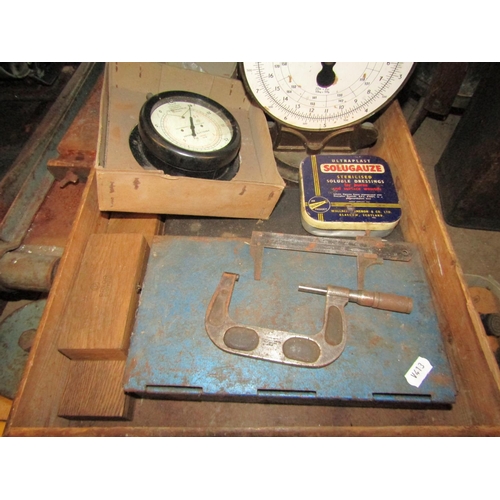 2195 - Miscellaneous lot to include an industrial guillotine, Rejafix press, cased R F oscillator type a sm... 