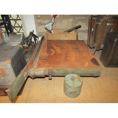 2195 - Miscellaneous lot to include an industrial guillotine, Rejafix press, cased R F oscillator type a sm... 