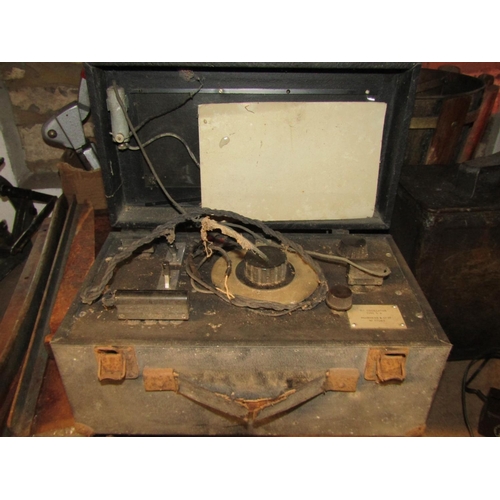 2195 - Miscellaneous lot to include an industrial guillotine, Rejafix press, cased R F oscillator type a sm... 