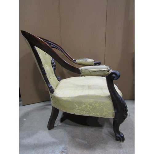 2397 - A good quality Victorian rosewood drawing room chair with horseshoe shaped back, back panel within a... 