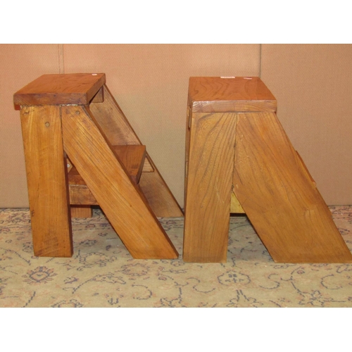 2244 - Two similar rustic country made two tread flight of steps, 40 cm high