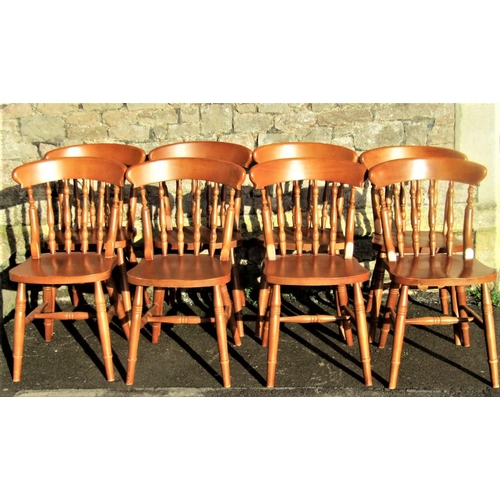 2191 - A set of eight modern Windsor stained beechwood dining chairs with turned spindle backs