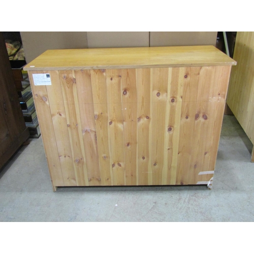 2279 - A contemporary oak and pine dresser with partially painted finish and fitted with an arrangement of ... 