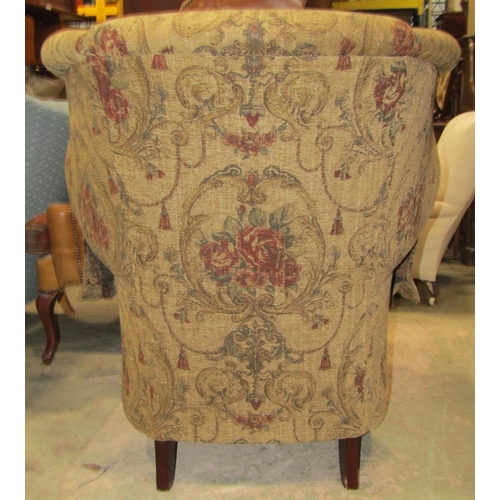 2325 - A substantial contemporary Georgian style wing armchair with upholstered finish and loose T shaped c... 