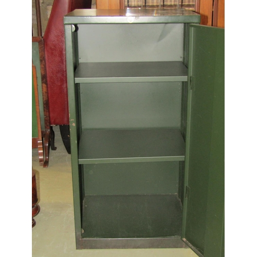 2345 - A Helmsman green painted light steel cabinet enclosed by a single full length door with two adjustab... 