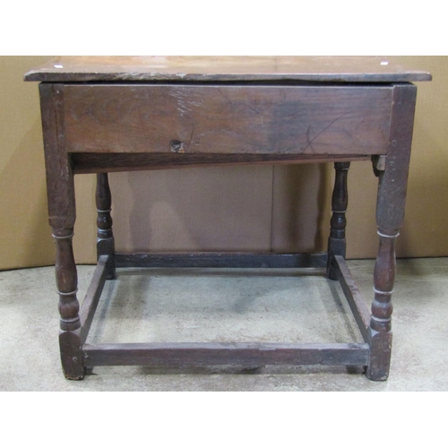 2354 - A low Georgian oak side table, the rectangular top with moulded outline over a frieze drawer with sh... 